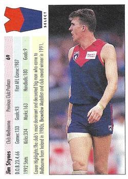 1993 Select AFL #69 Jim Stynes Back